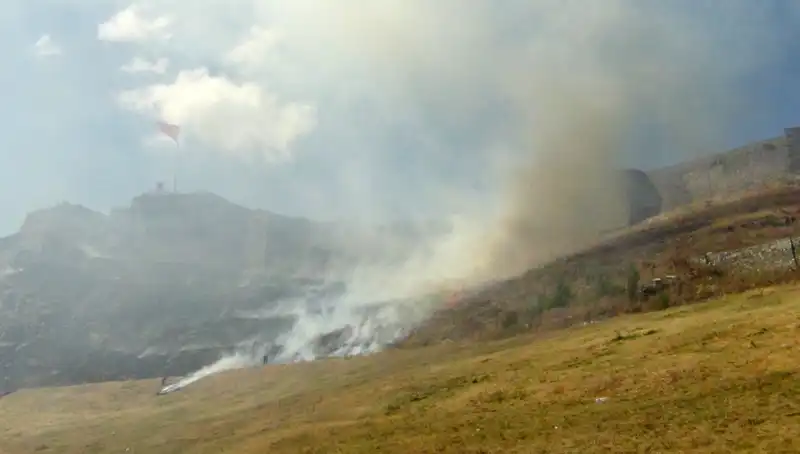 Kars'ta Korkutan Anız Yangını: Kalesine Yakın Alan Tehlikeye Girdi
